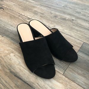 Black Backless Heeled Shoes